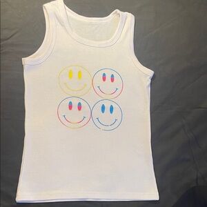 Kids Smiley Face Tank Top - White